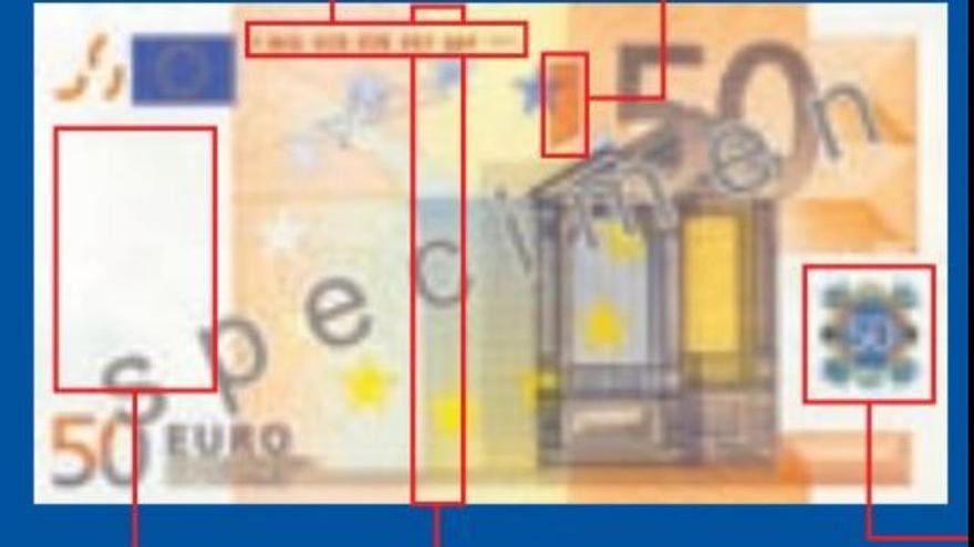 Elementos a tener en cuenta para autentificar un billete de 50 euros