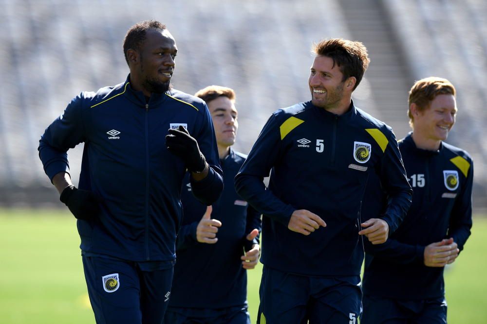 El primer entrenamiento de Usain Bolt, en imágenes