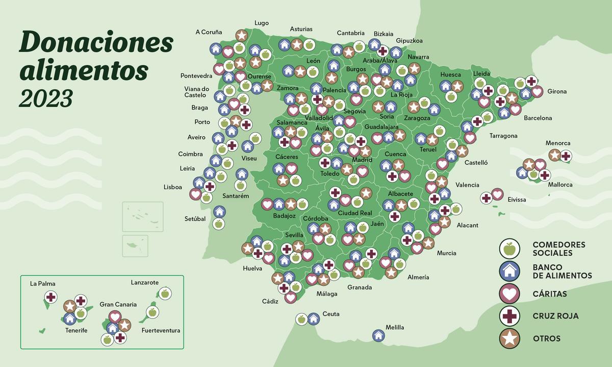 Mapa de entidades con las que colabora Mercadona.