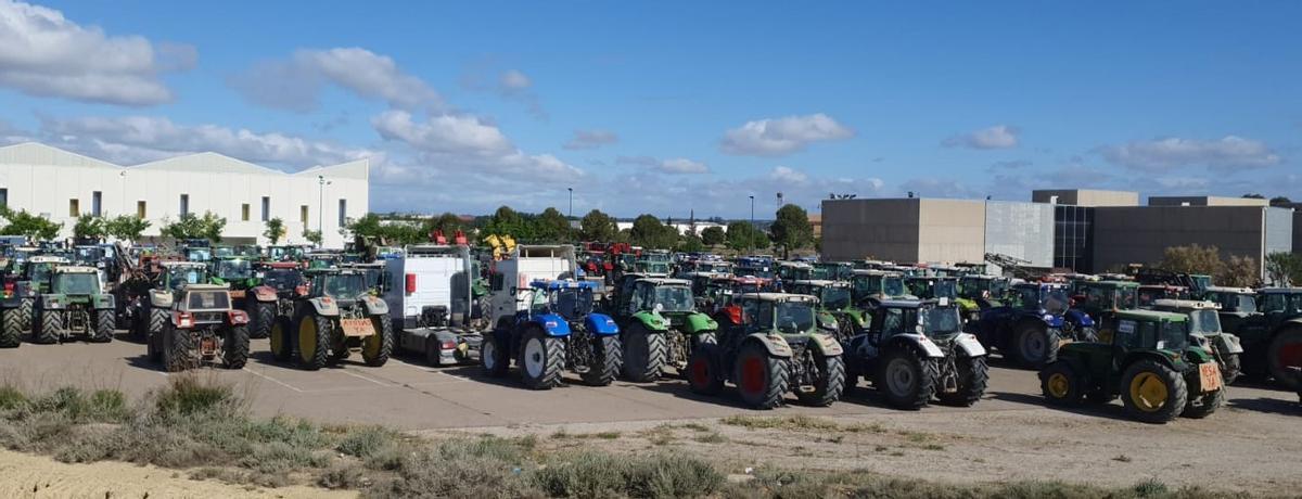Un centenar de tractores han participado en la movilización convocada por cooperativas, regantes y agricultores.