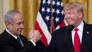 US President Donald J. Trump unveils his Middle East peace plan alongside Prime Minister of Israel Benjamin Netanyahu