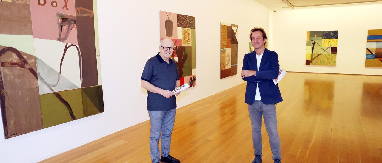 Los comisarios de la exposición de Juan Giralt, Miguel Fernández-Cid (director del Marco) y Marcos Giralt (hijo)