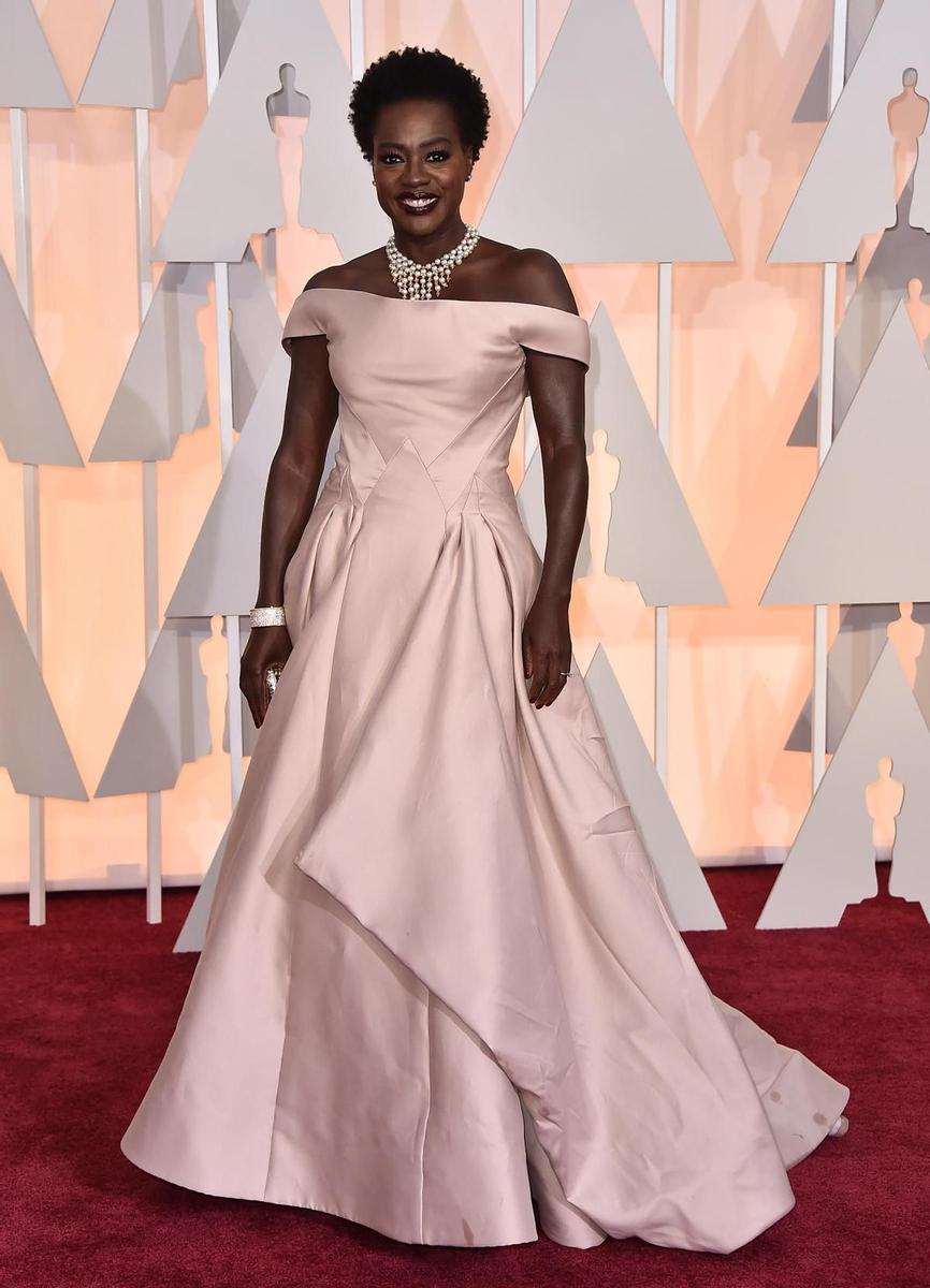 Oscar 2015, Viola Davis con vestido rosa