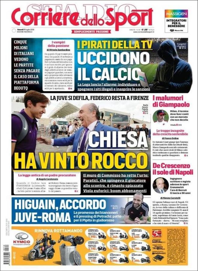 La portada de IL CORRIERE DELLO SPORT del 19 de julio