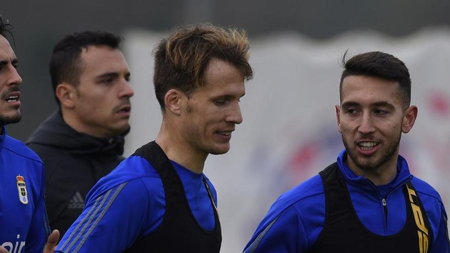 Susaeta, en el entrenamiento del Oviedo