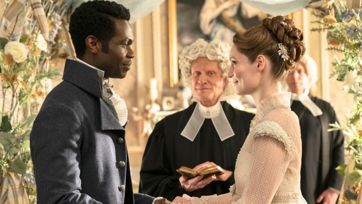 Fotograma de 'Los Bridgerton', aparece Francesca y John