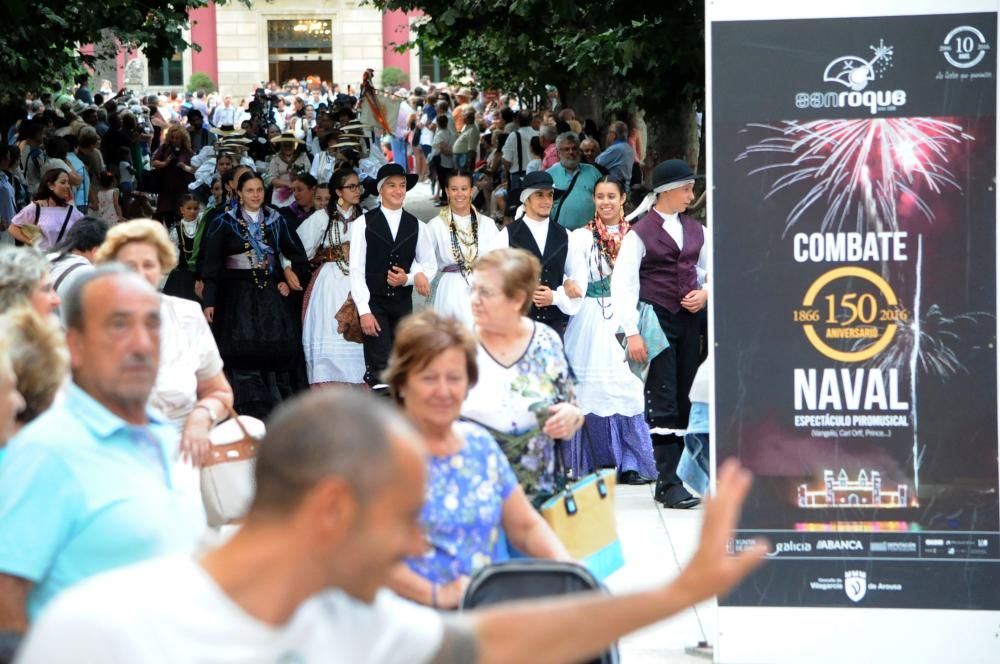 El pregón de Alonso de la Torre y la ofrenda meten de lleno a Vilagarcía de Arousa en sus fiestas de San Roque