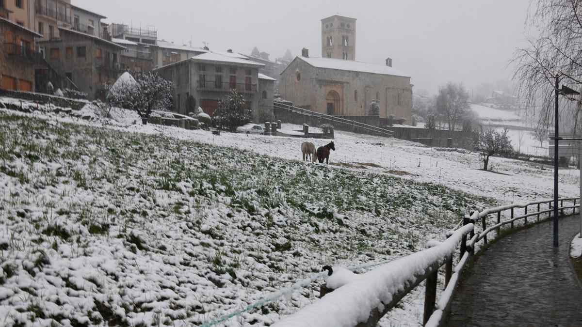 El pueblo de Molló, al norte del Ripollès, nevado. El pueblo de Molló, al norte del Ripollès, nevado.