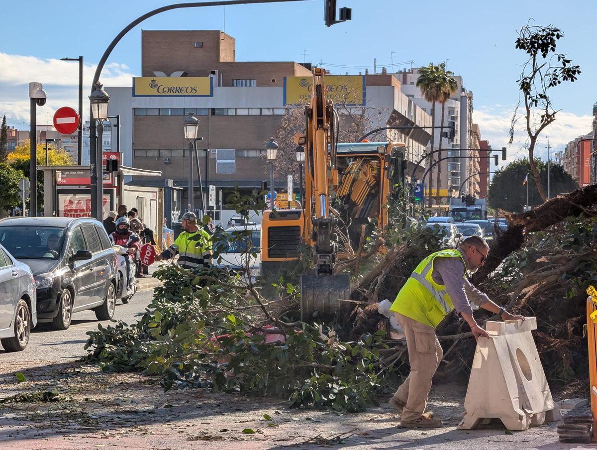Las fuertes rachas de viento dejan varios destrozos en Valencia