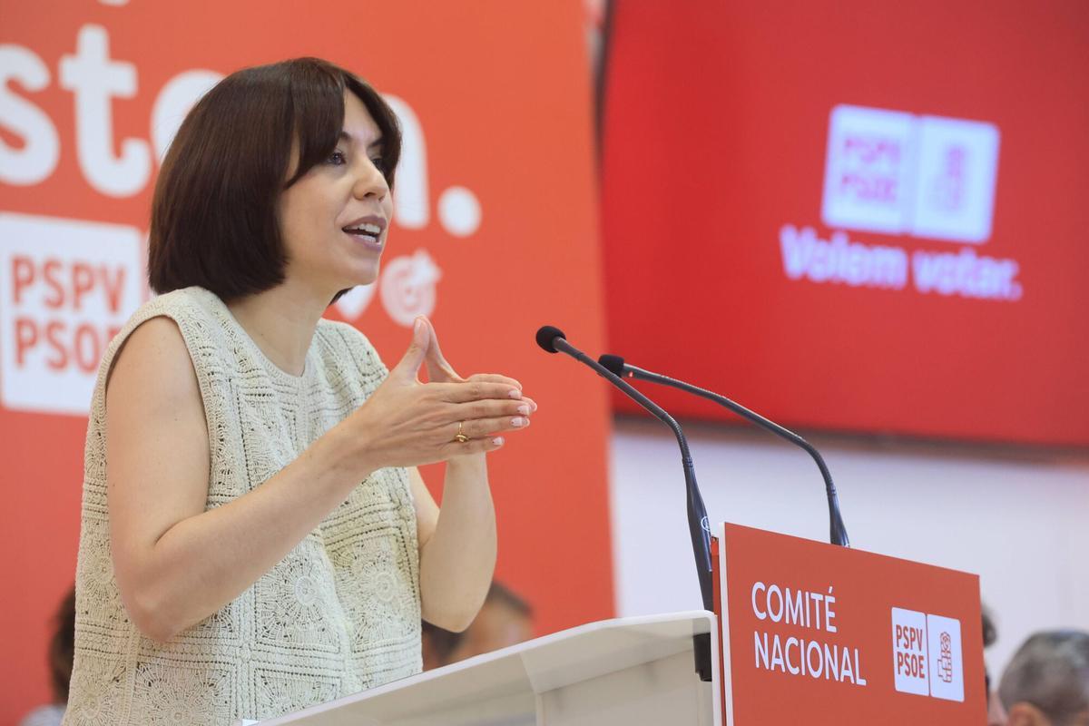 Morant interviene en el Comité Nacional del PSPV de julio de 2025 en València.