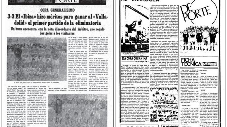 Crónica del empate (3-3) logrado por la SD Ibiza ante el Valladolid en 1972. La SD Ibiza ganó al Zaragoza el 11 de febrero de 1976.