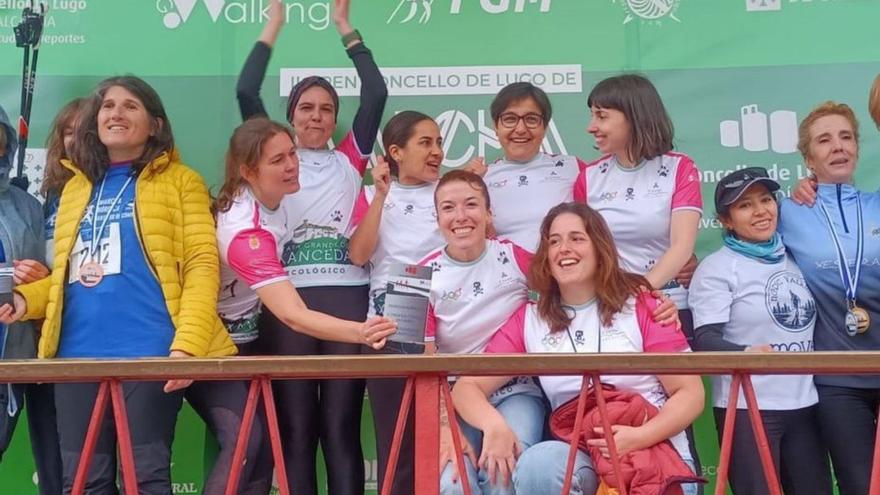 Tres lalinenses brillan en el Campeonato Gallego de Marcha Nórdica por equipos