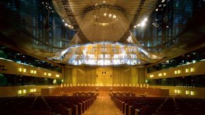 La Gran Sala de vistas del Tribunal de Justicia de la UE (TJUE), con sede en Luxemburgo.