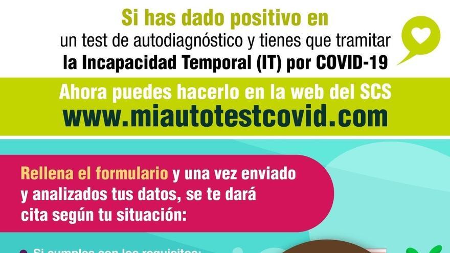 Cartel con las indicaciones sobre el positivo en un test de antígenos en Canarias para tener la incapacidad laboral