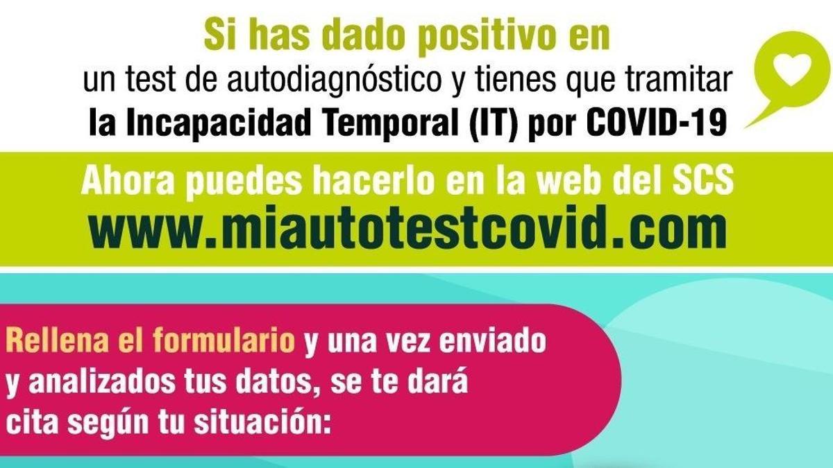 Cartel con las indicaciones sobre el positivo en un test de antígenos en Canarias para tener la incapacidad laboral