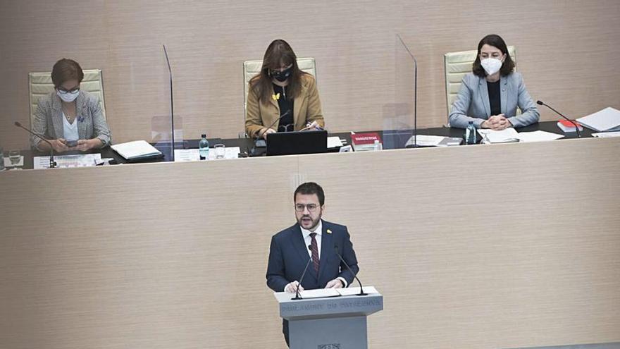 Pere Aragonès durant la seva intervenció ahir al ple