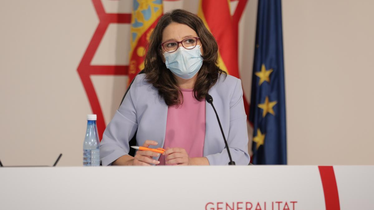 La vicepresidenta Mónica Oltra en una rueda de prensa
