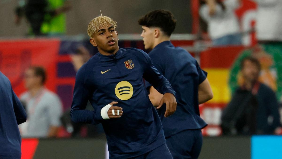 Lamine Yamal antes de la final de Copa