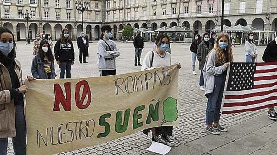 Protesta de las familias en María Pita en el mes de junio.
