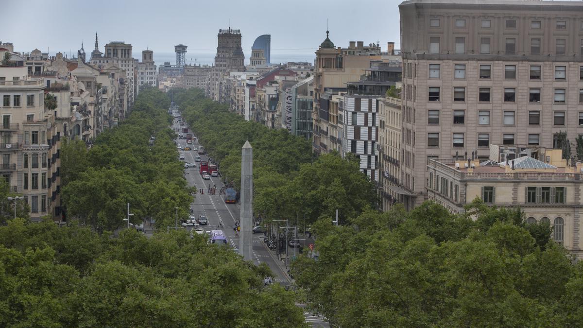 El paseo de Gràcia, visto desde los Jardinets