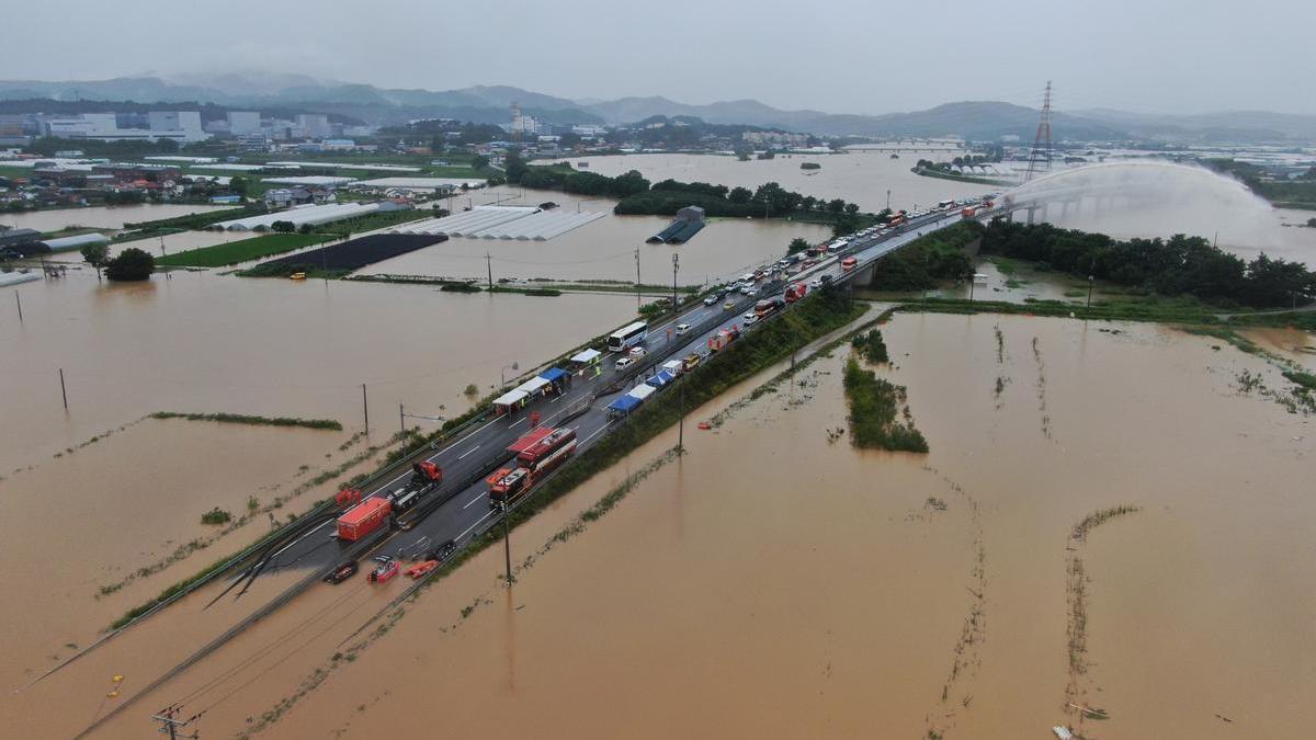 Inundaciones en la provincia de Chungcheong Norte, en Corea del Sur