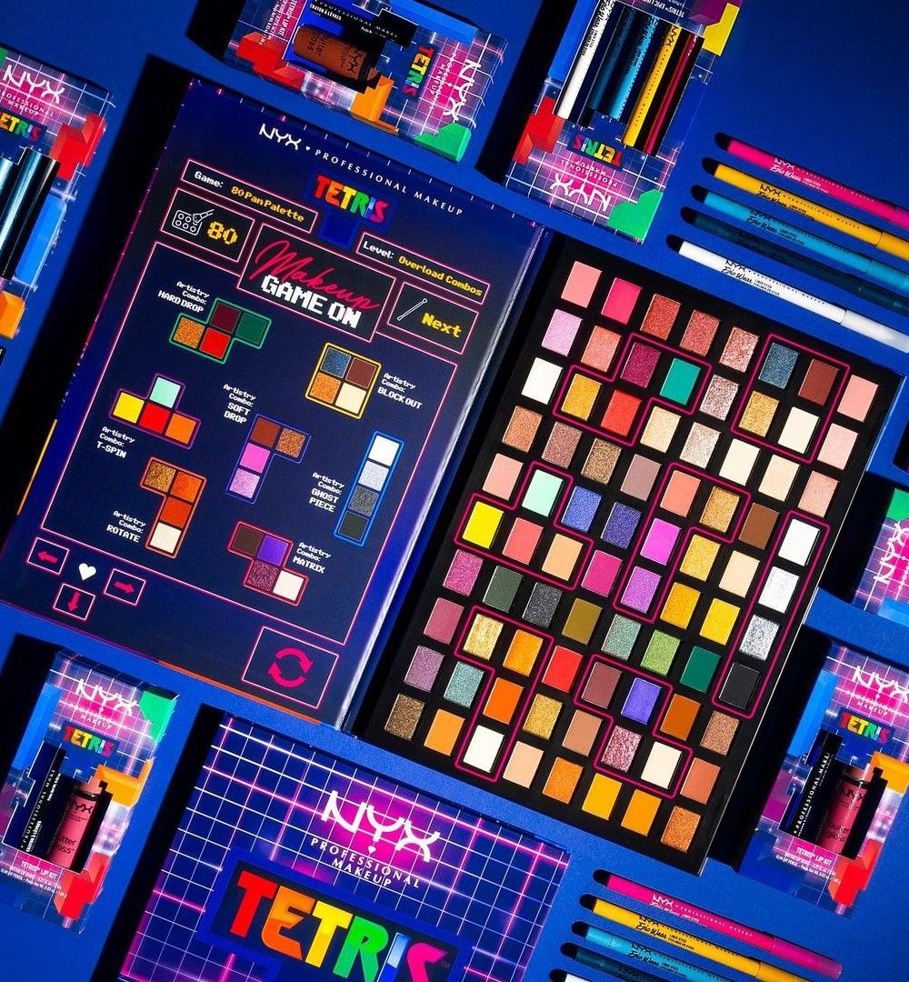 Paleta de 80 sombras de la edición limitada NYX Cosmetics x Tetris
