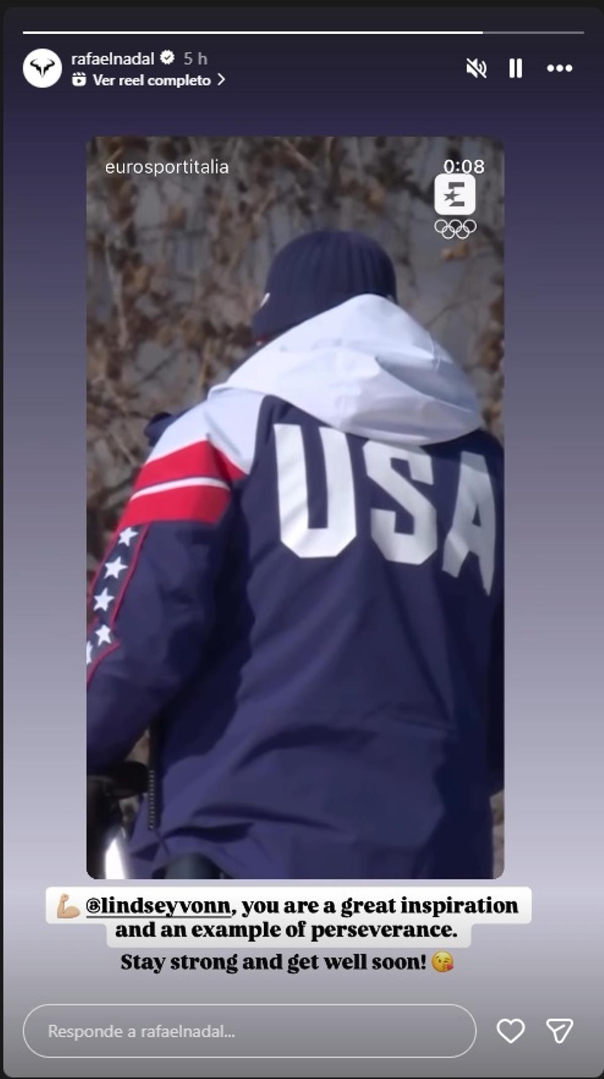 Mensaje de Rafa Nadal a Lindsey Vonn