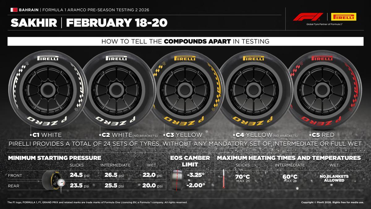 Los neumáticos para los test de Baréin