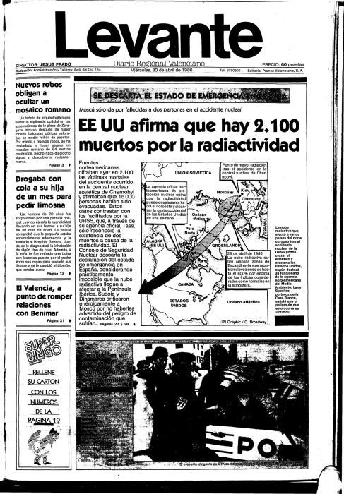 Portadas e informaciones sobre el accidente nuclear.