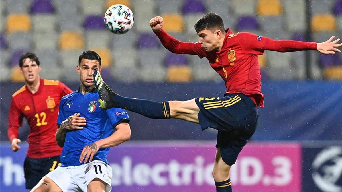 Jorge Cuenca, en el partido de España ante Italia de la Eurocopa sub-21