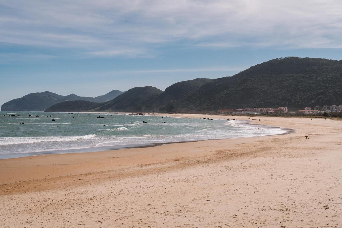 Perspectiva de la playa de Trengandín, en Noja. Al fondo de todo, se encuentra la Playa de Las Helgueras, que tenía una zona habilitada para perros.