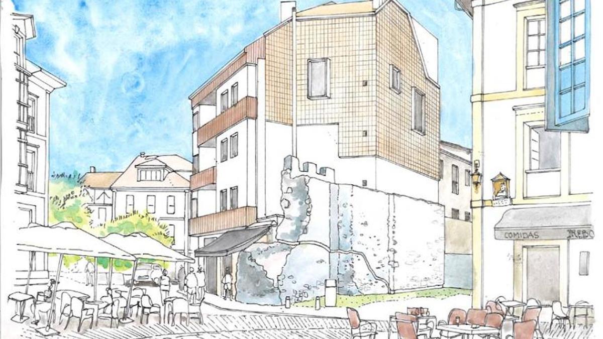 Reproducción de la muralla prevista en el proyecto.