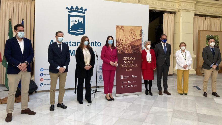 Una imagen del acto de presentación de la programación de la Semana Santa 2021 este jueves en el Patio de las Banderas.