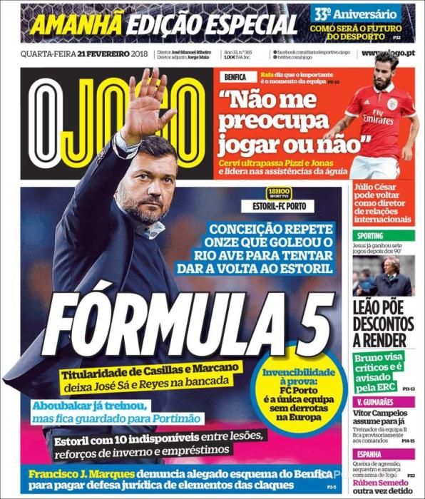 Portadas deportivas miércoles 21 de febrero de 2018