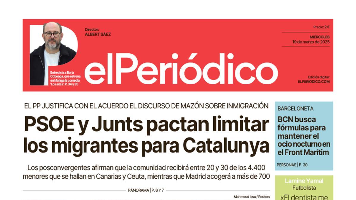 La portada de EL PERIÓDICO del 19 de marzo de 2025