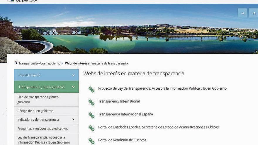 Portal web de transparencia del Ayuntamiento de Zamora.