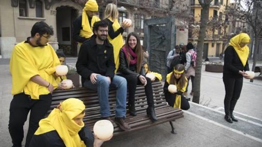 Presentació de l&#039;encesa amb Corrons, Bugatell i alumnes del Catà, ahir