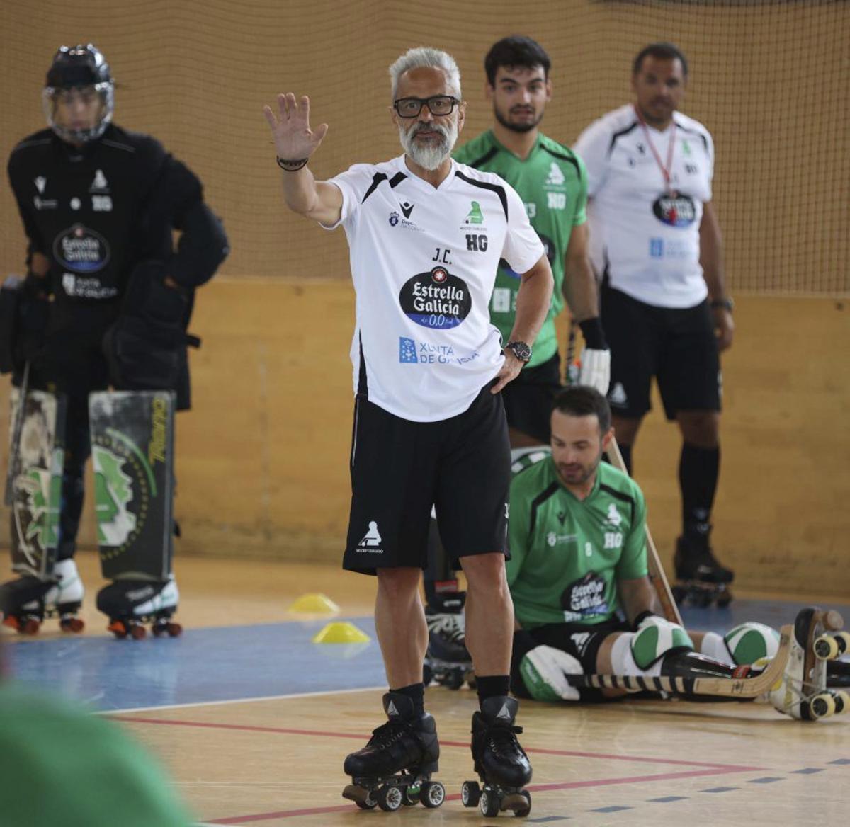 Juan Copa, durante un entrenamiento del Liceo este curso. |  I.L.