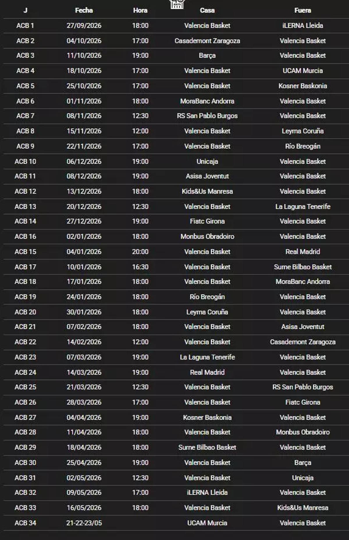 Imagen del calendario completo