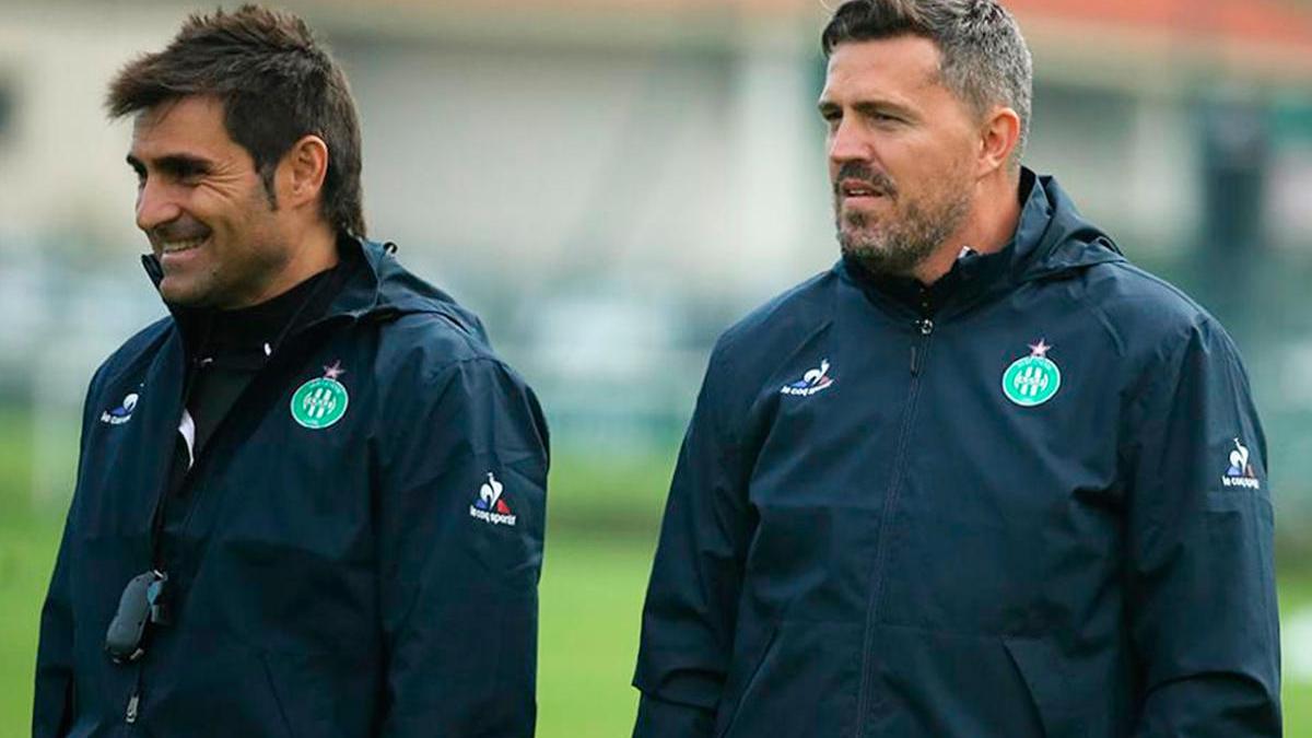 Quique Sanz (izquierda) junto Óscar García en su etapa en el St-Etienne