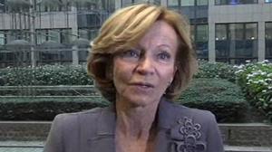 La vicepresidenta econòmica, Elena Salgado, a l’arribar a la reunió de ministres d’Economia i Finances de la UE (Ecofin) que s’ha celebrat avui a Brussel·les.