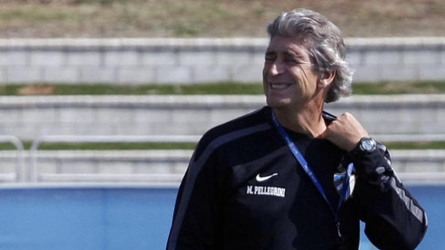 Manuel Pellegrini, durante los primeros minutos del entrenamiento