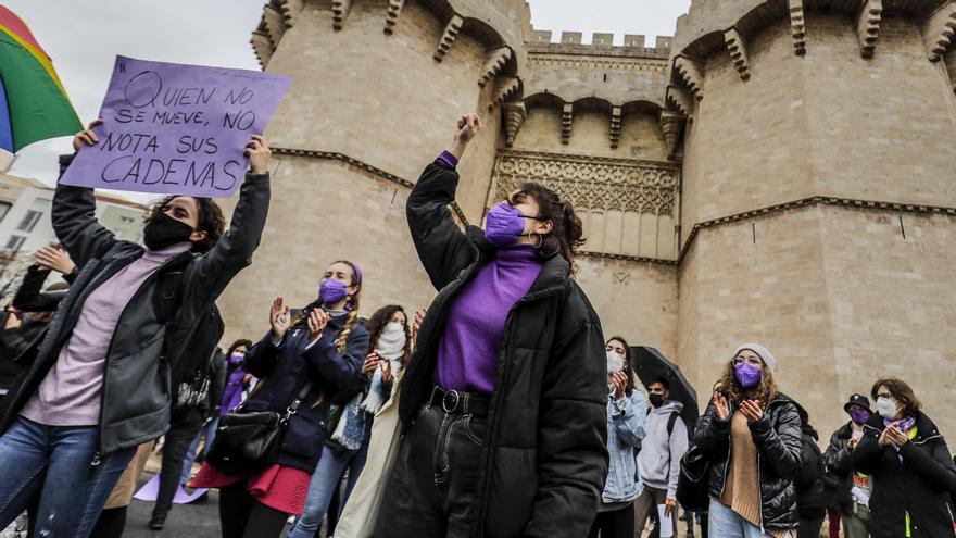 Imagen de una manifestación por el 8M en Valencia