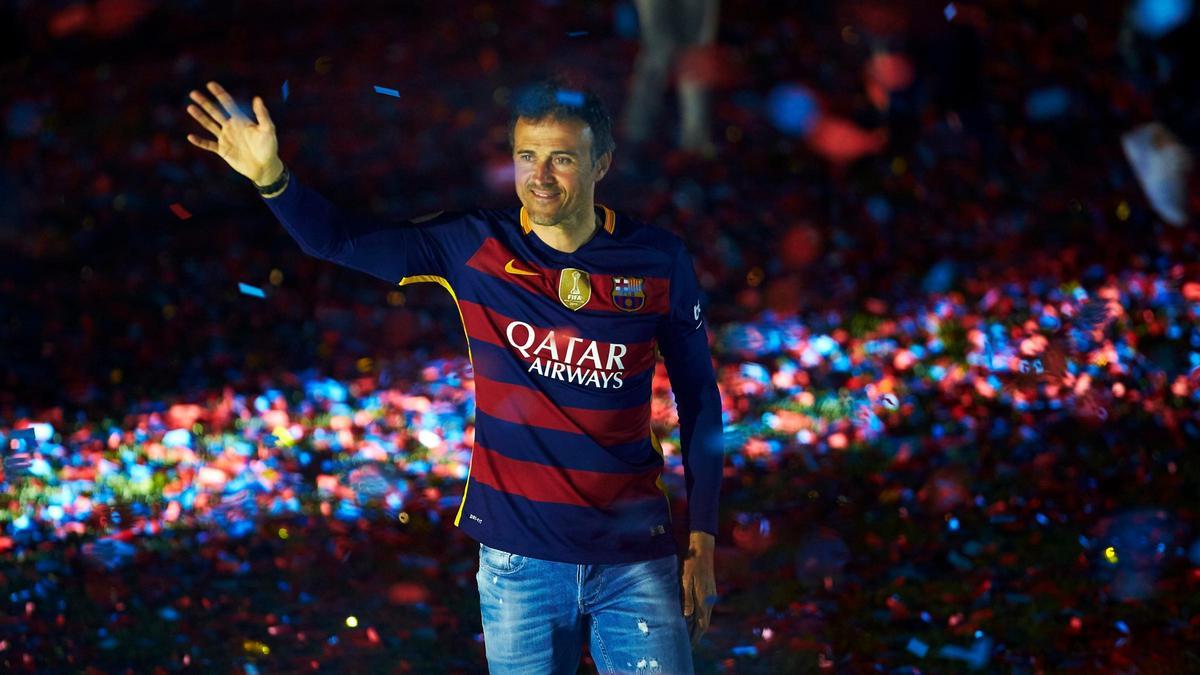 Luis Enrique tras ganar un título con el Barça