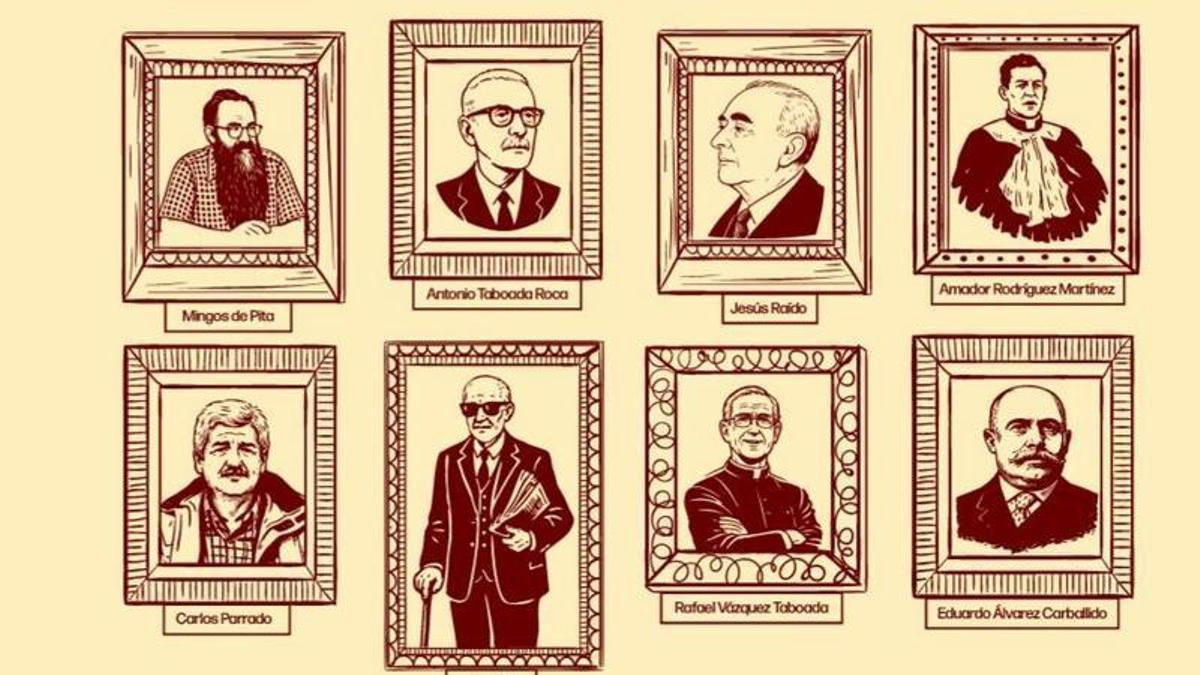Algúns dos autores vinculados a Melide que serán homenaxeados con placas nas fachadas das casas nas que naceron ou residiron.