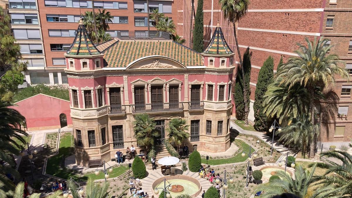 Los jardines del Palacete de Huerto Ruano durante la celebración de la boda, este fin de semana.