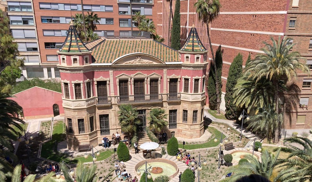 Los jardines del Palacete de Huerto Ruano durante la celebración de la boda, este fin de semana.