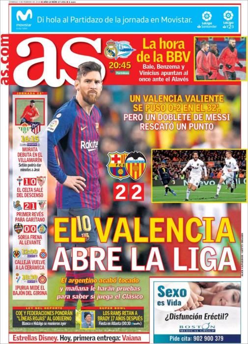 Portada AS domingo 3 febrero 2019