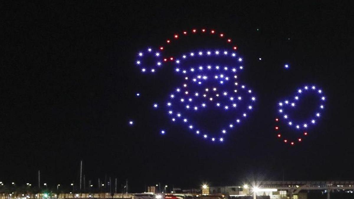 Imagen de un espectáculo de drones por Navidad.