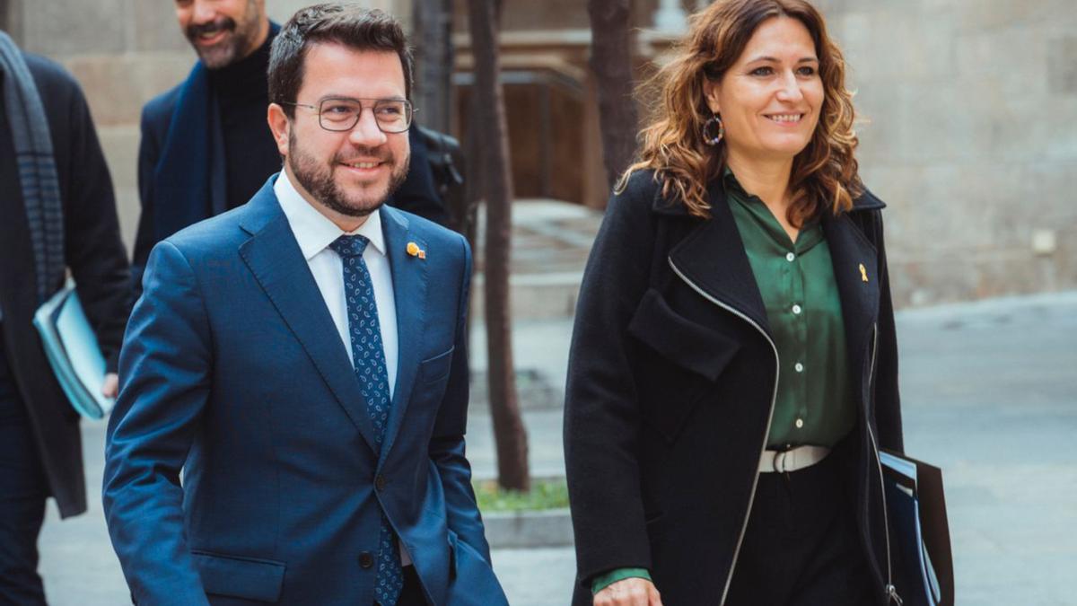 El 'president' Pere Aragonès y la 'consellera' de la Presidència, Laura Vilagrà.